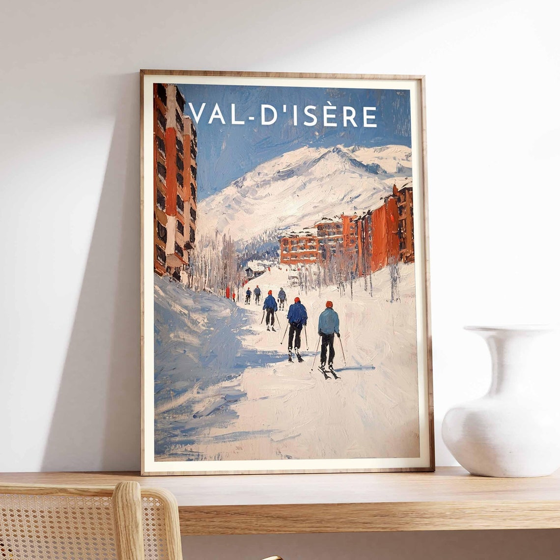 Skiing Travel Poster Val Disre Ski Print France Travel Print Skiing Art Skiing Print Winter Sport Art Ski Gift