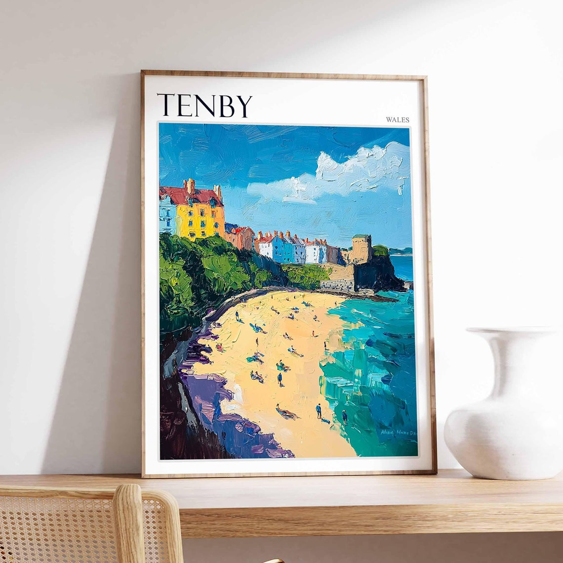 Tenby Poster Wales Poster Uk Travel Poster Coastal Wall Art Uk Home Decor Welsh Travel Decor Tenby Travel Print Wales Travel Print