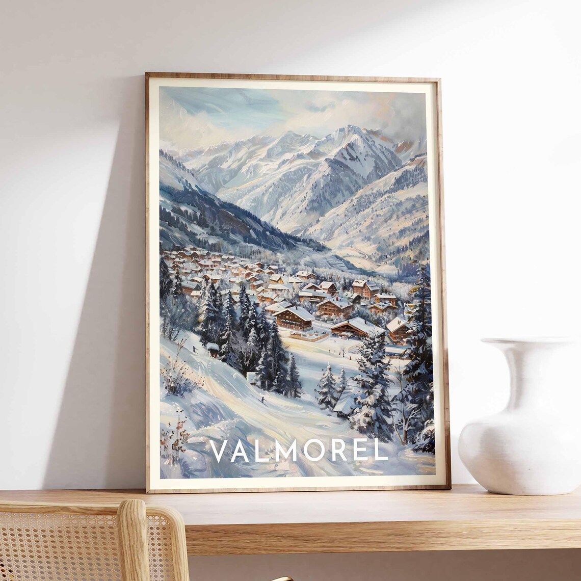 Skiing Travel Poster Valmorel Ski Print France Travel Print Skiing Art Skiing Print Winter Sport Art Ski Gift