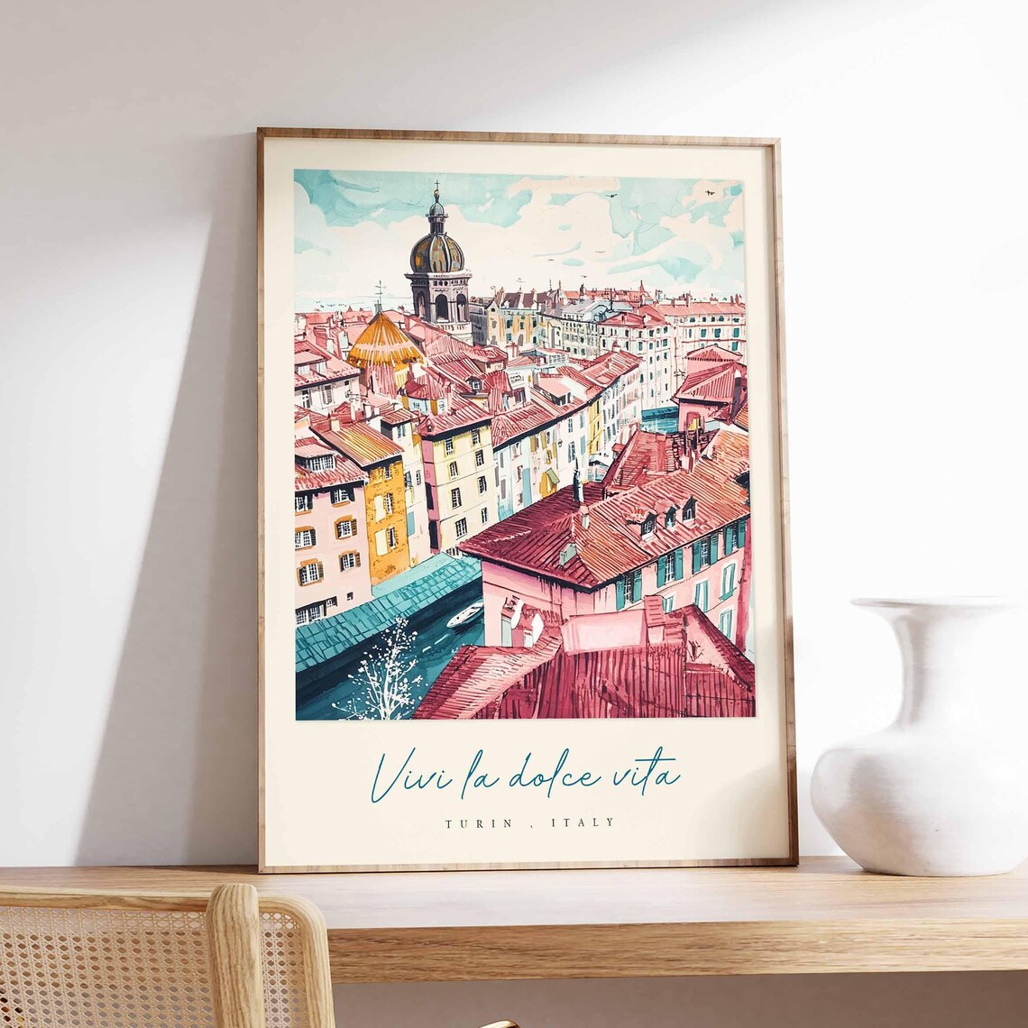 Turin Rooftop Domes Vivi La Dolce Vita Old Town Italy Poster