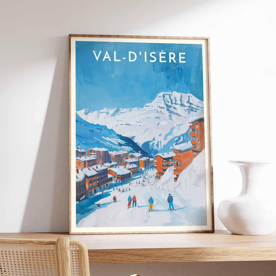 Skiing Travel Poster Val Disre Ski Print France Travel Print Skiing Art Skiing Print Winter Sport Art Ski Gift