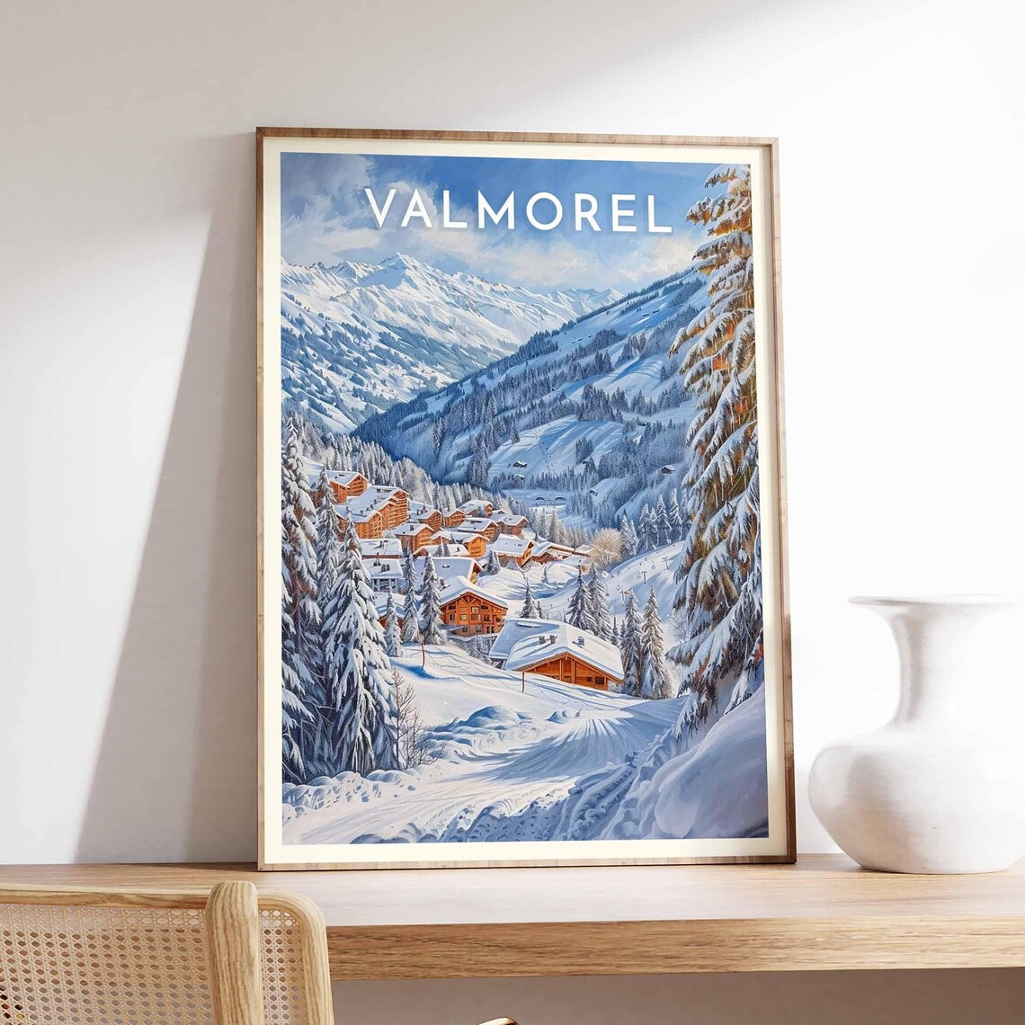 Skiing Travel Poster Valmorel Ski Print France Travel Print Skiing Art Skiing Print Winter Sport Art Ski Gift