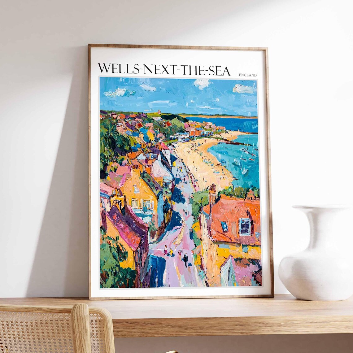Wells Next The Sea Poster Norfolk Poster Uk Travel Poster Coastal Wall Art British Decor Wells Next The Sea Travel Print Norfolk Decor