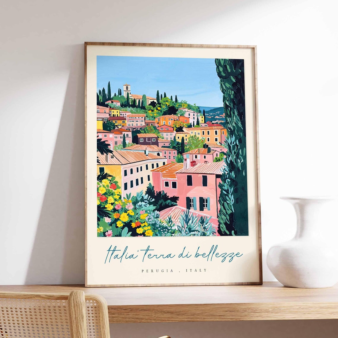 Perugia Poster Italian Travel Print Perugia Travel Art Perugia Wall Art Italy Art Italy Travel Decor Italian Travel Gift