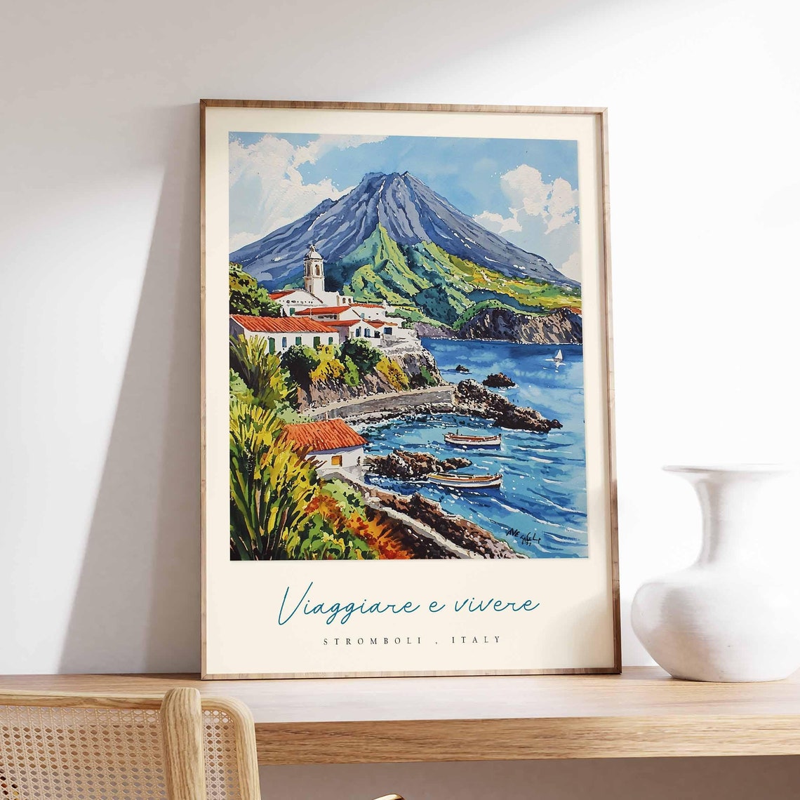 Stromboli Poster Italian Travel Print Stromboli Travel Art Stromboli Wall Art Italy Art Italy Travel Decor Italian Travel Gift