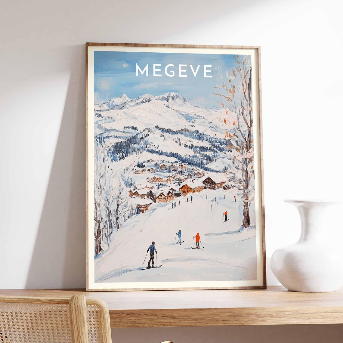 Skiing Travel Poster Megve Ski Print France Travel Print Skiing Art Skiing Print Winter Sport Art Ski Gift