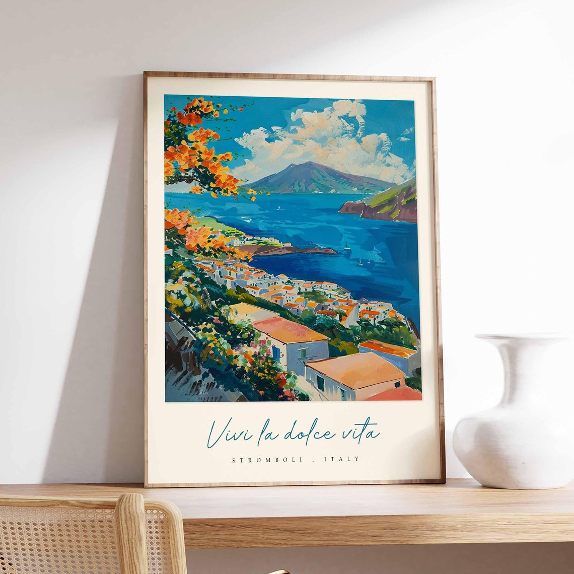 Stromboli Poster Italian Travel Print Stromboli Travel Art Stromboli Wall Art Italy Art Italy Travel Decor Italian Travel Gift