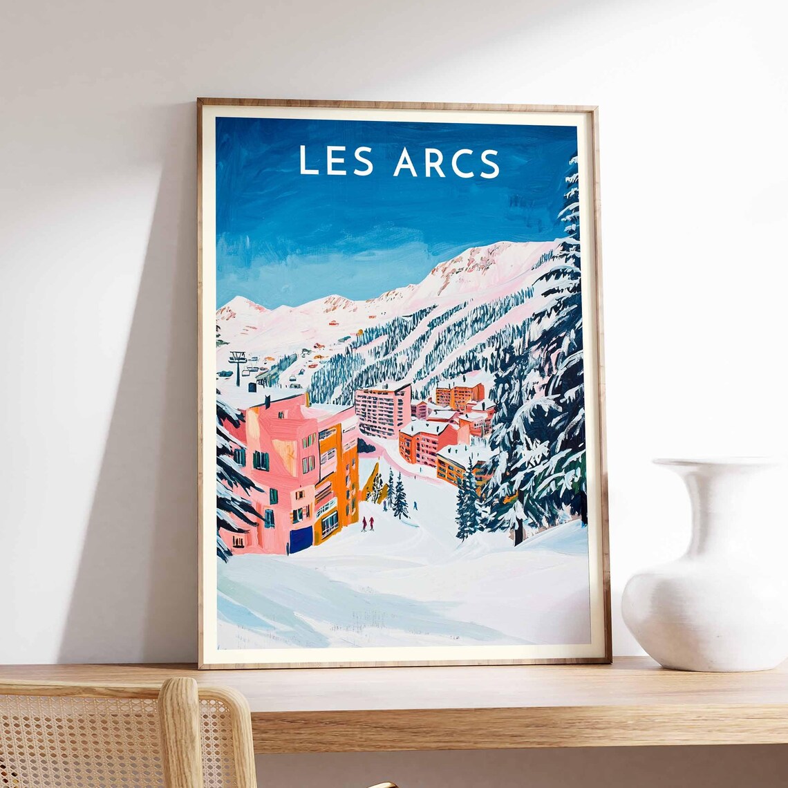 Skiing Travel Poster Les Arcs Ski Print France Travel Print Skiing Art Skiing Print Winter Sport Art Ski Gift
