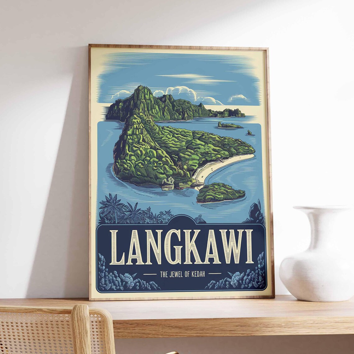Langkawi Jewel of Kedah Island Coastline Vintage Travel Poster