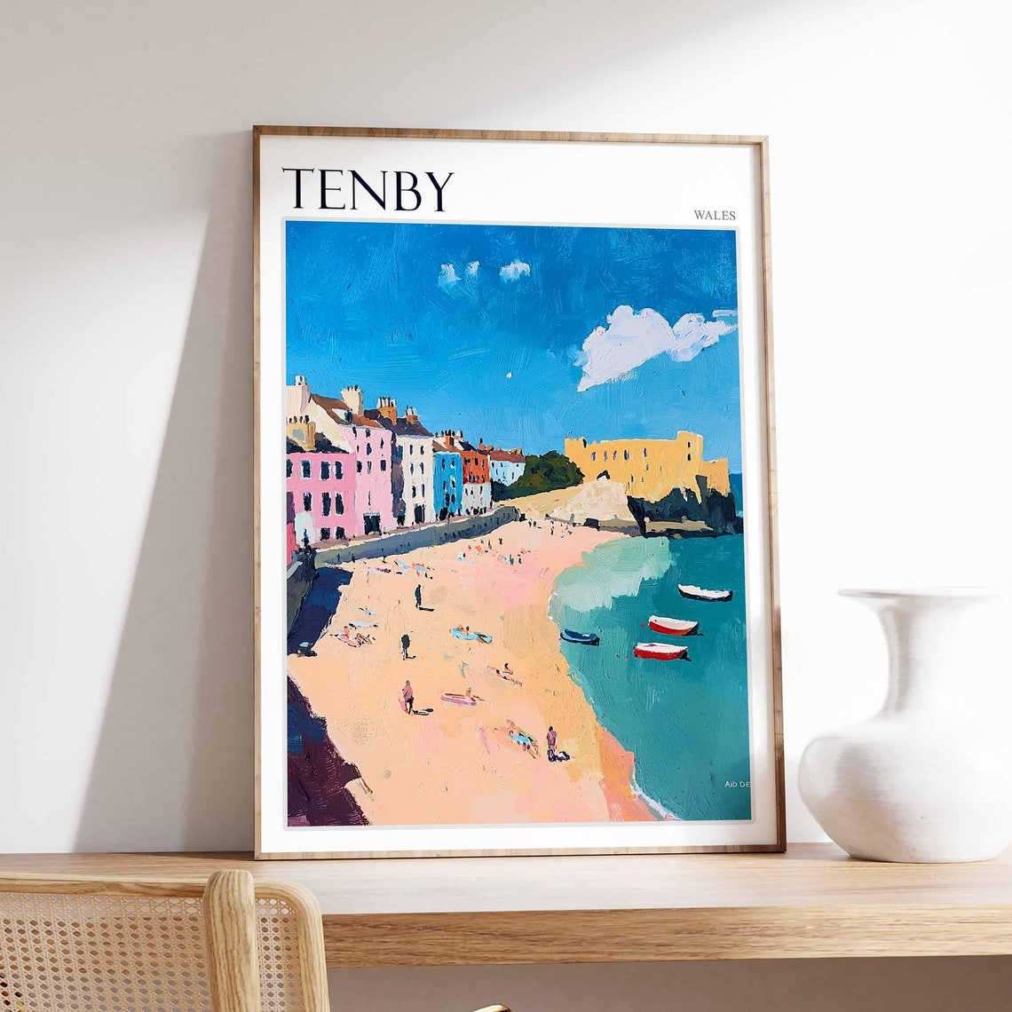 Tenby Poster Wales Poster Uk Travel Poster Coastal Wall Art Uk Home Decor Welsh Travel Decor Tenby Travel Print Wales Travel Print