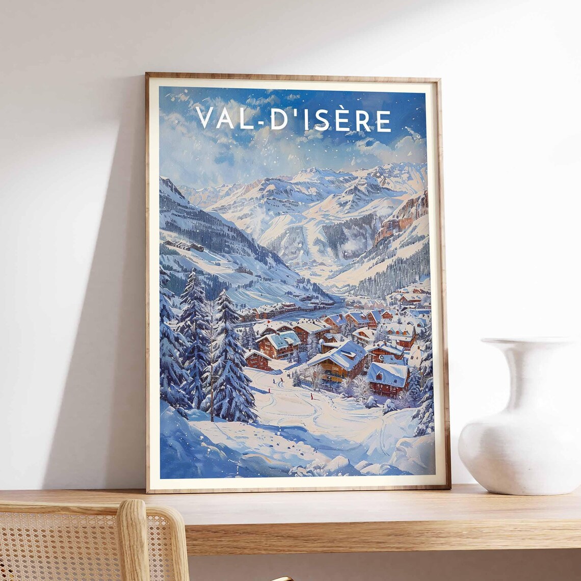 Val d'Isère France Dusk Village Glowing Pines Snowy Peaks Poster