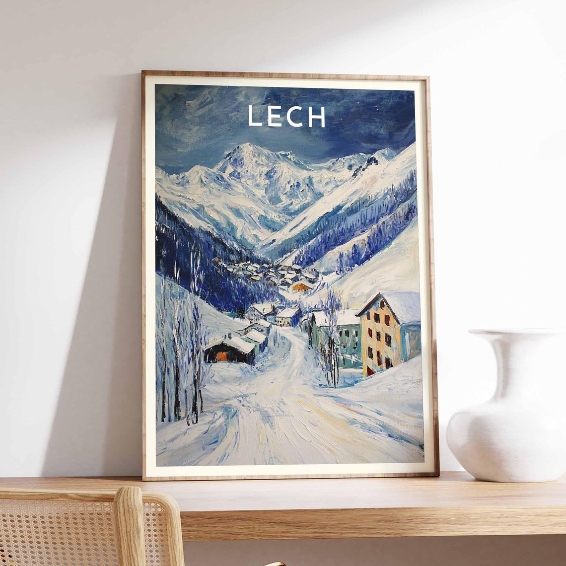Lech Austria Snowy Village Street Winter Dusk Mountain Poster