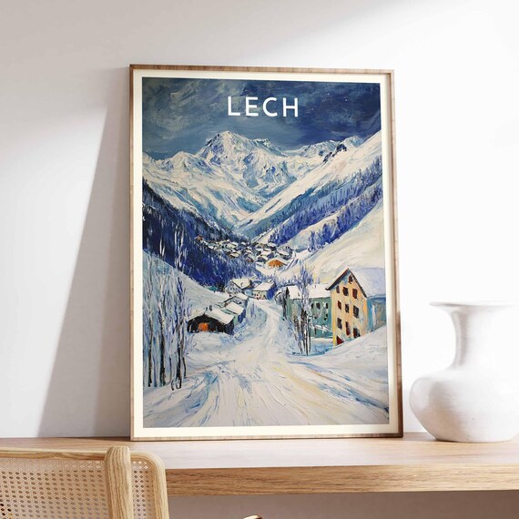 Lech Austria Snowy Village Street Winter Dusk Mountain Poster