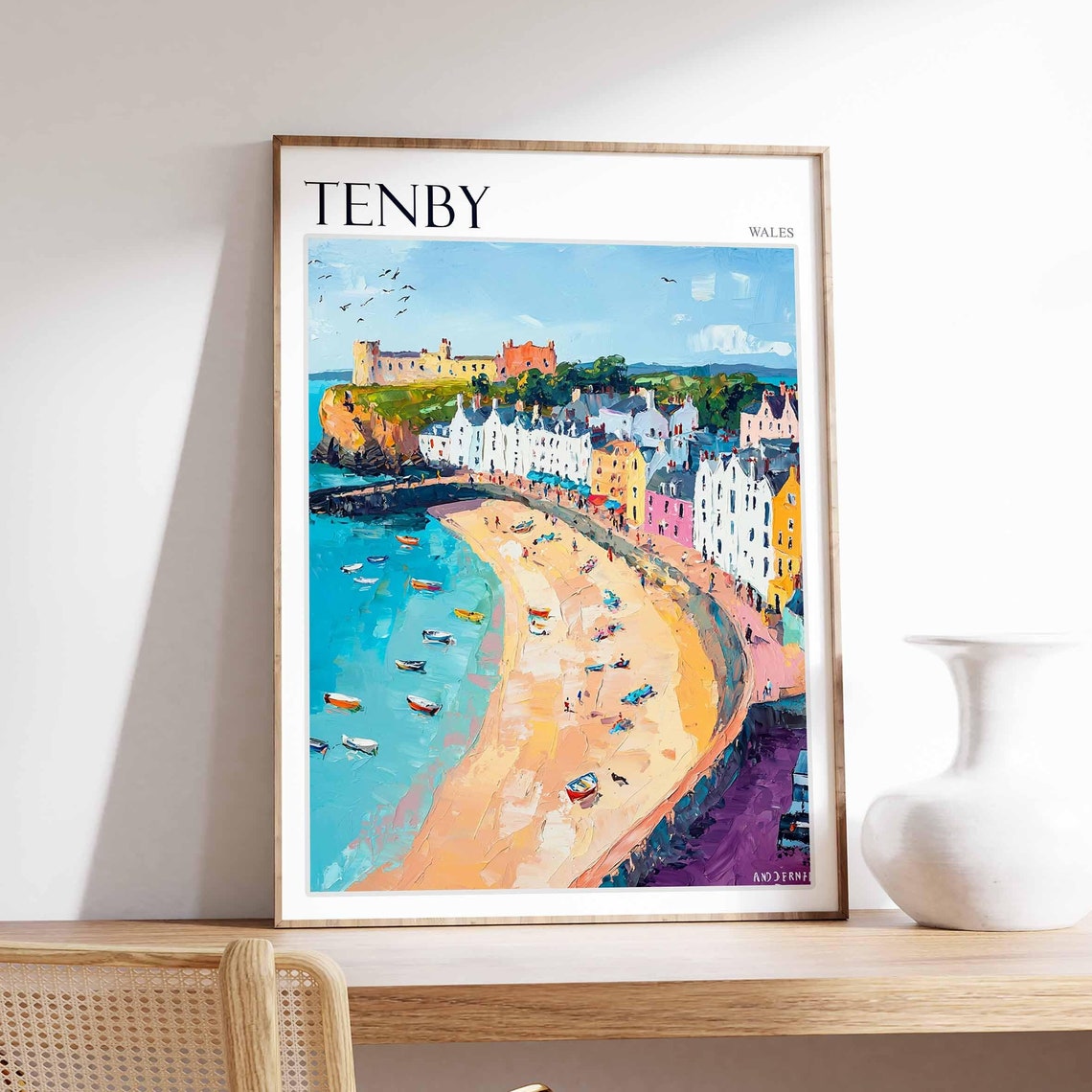 Tenby Poster Wales Poster Uk Travel Poster Coastal Wall Art Uk Home Decor Welsh Travel Decor Tenby Travel Print Wales Travel Print