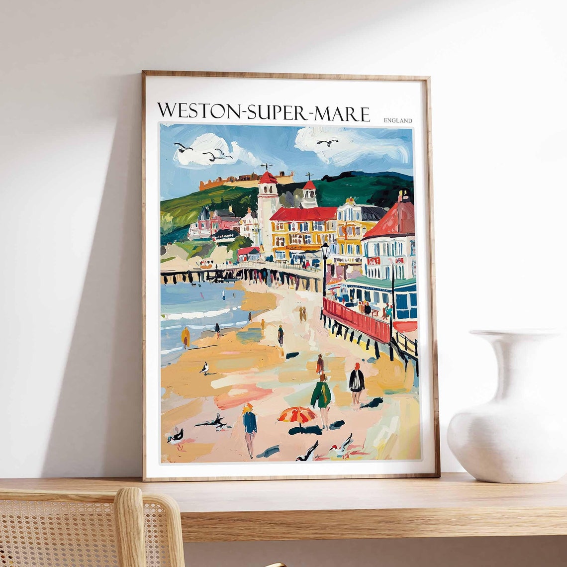 Weston-super-Mare Travel Poster, British Seaside