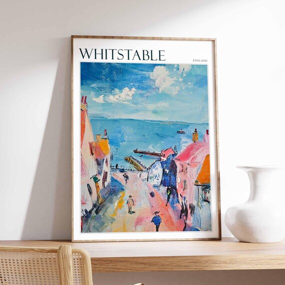 Whitstable England Seaside Street Walkers Beach Travel Poster