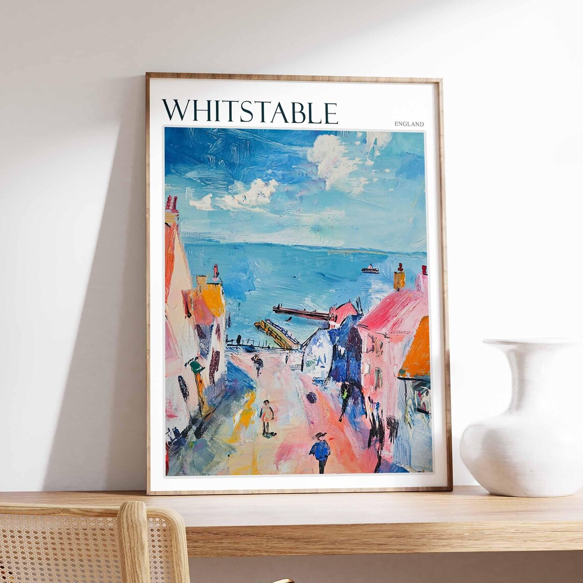 Whitstable England Seaside Street Walkers Beach Travel Poster