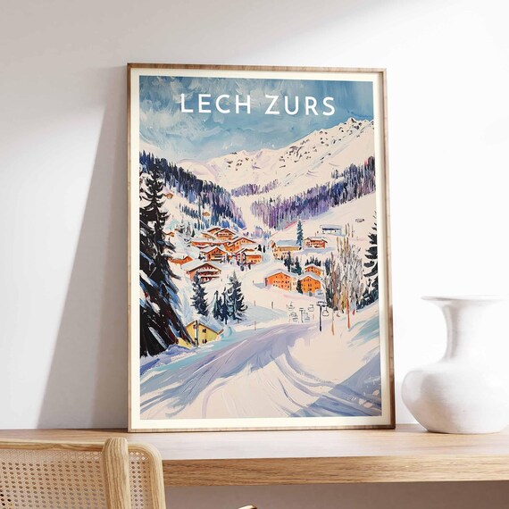 Lech Zurs Austria Alpine Village Pine Forest Ski Slope Poster