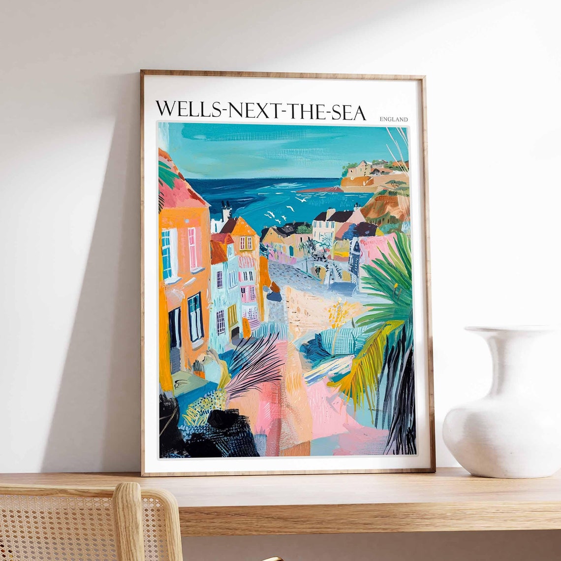 Wells Next The Sea Poster Norfolk Poster Uk Travel Poster Coastal Wall Art British Decor Wells Next The Sea Travel Print Norfolk Decor