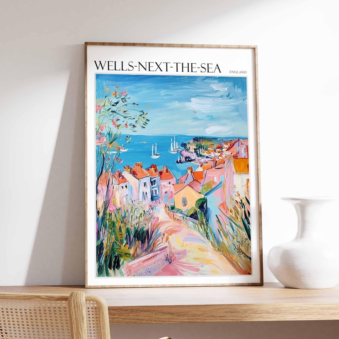 Wells Next The Sea Poster Norfolk Poster Uk Travel Poster Coastal Wall Art British Decor Wells Next The Sea Travel Print Norfolk Decor