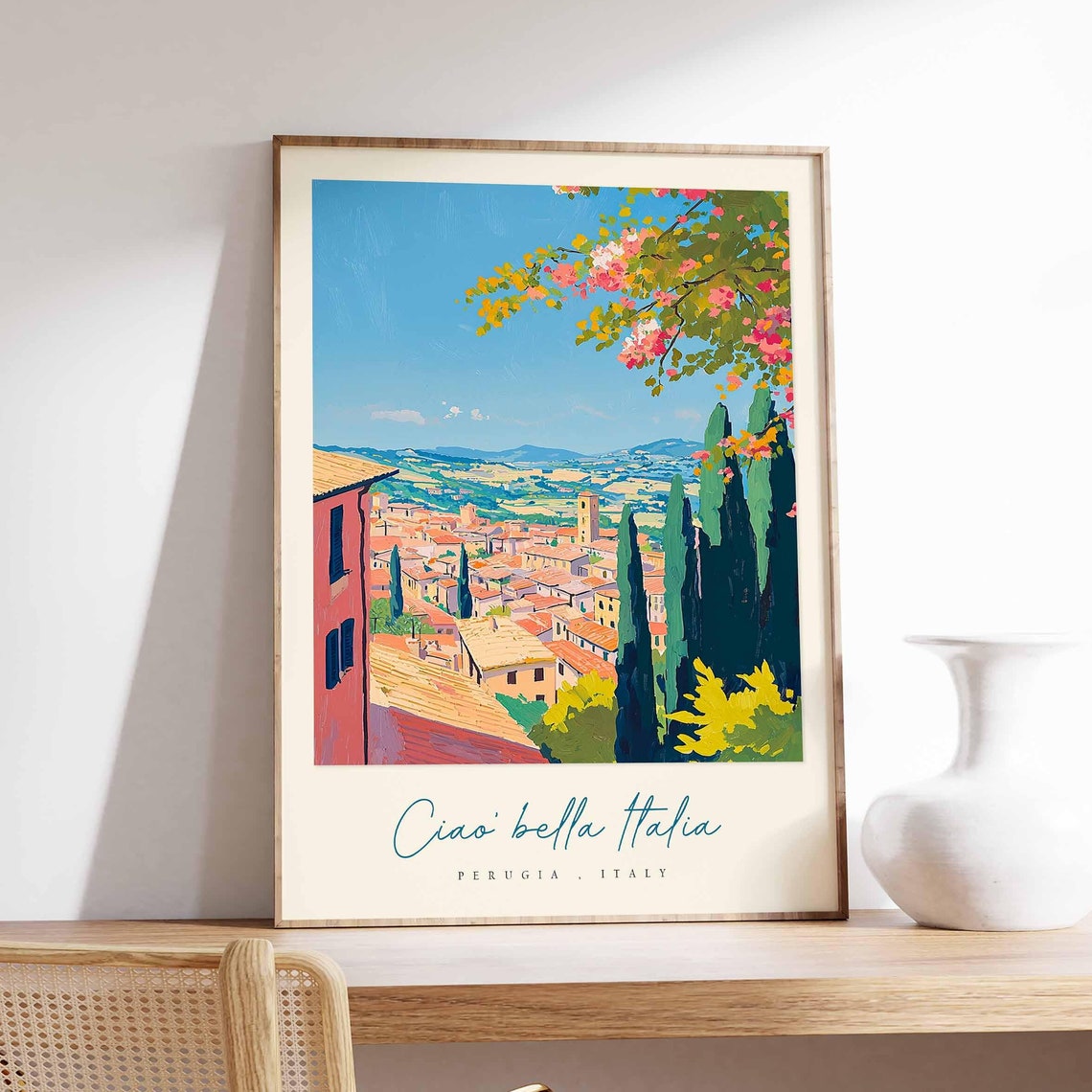 Perugia Poster Italian Travel Print Perugia Travel Art Perugia Wall Art Italy Art Italy Travel Decor Italian Travel Gift