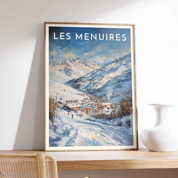 Skiing Travel Poster Les Menuires Ski Print France Art Winter Sport Gift