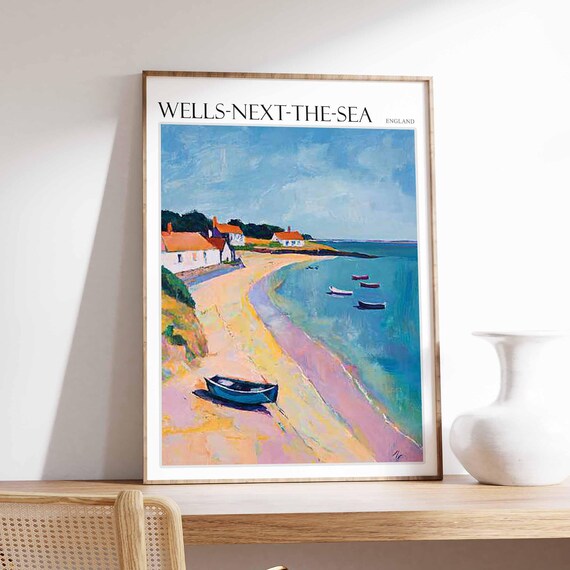 Wells-Next-The-Sea Quiet Cove Rowing Boat Cottages Art Poster