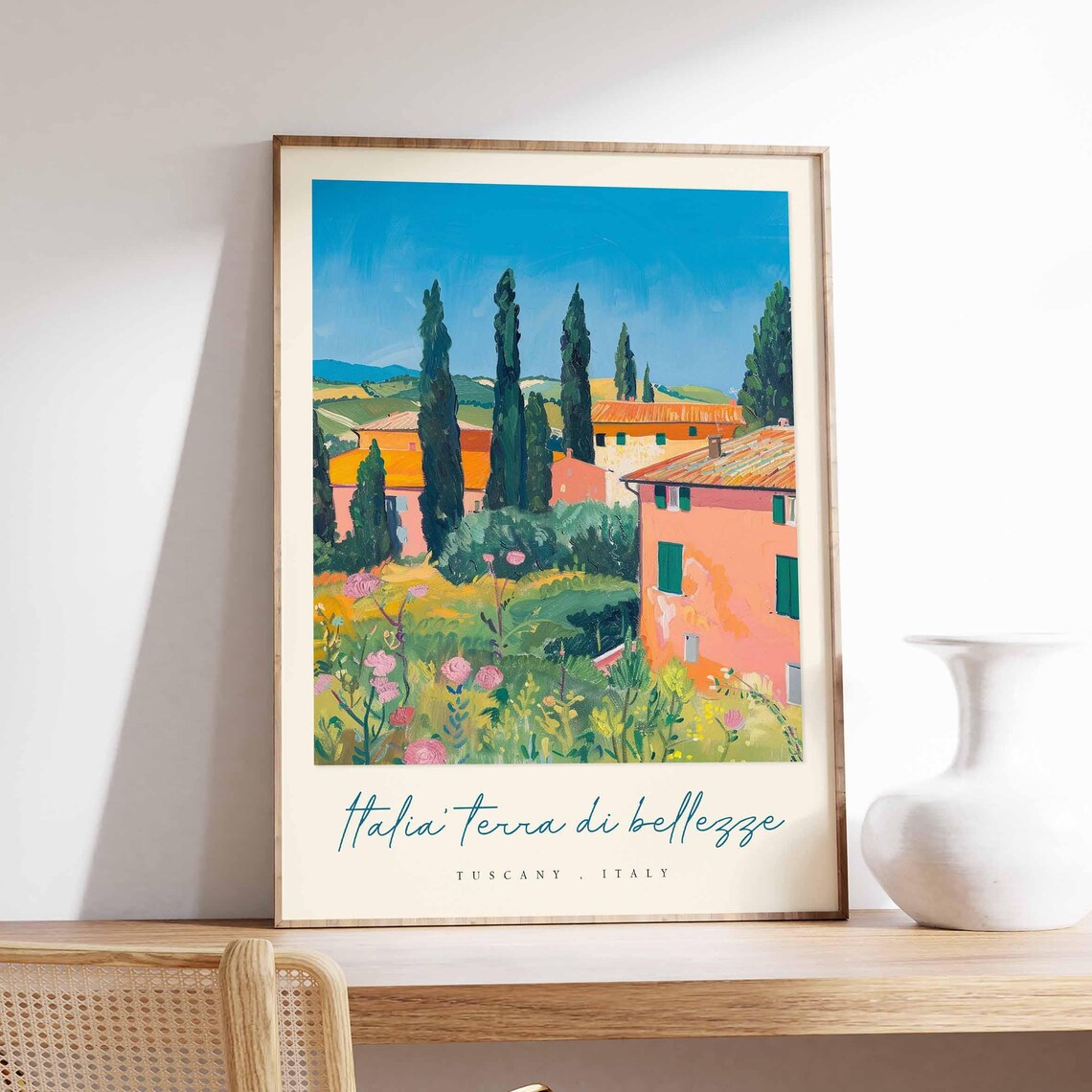 Tuscany Rooftop Village Italia Terra Di Bellezze Cypress View Poster