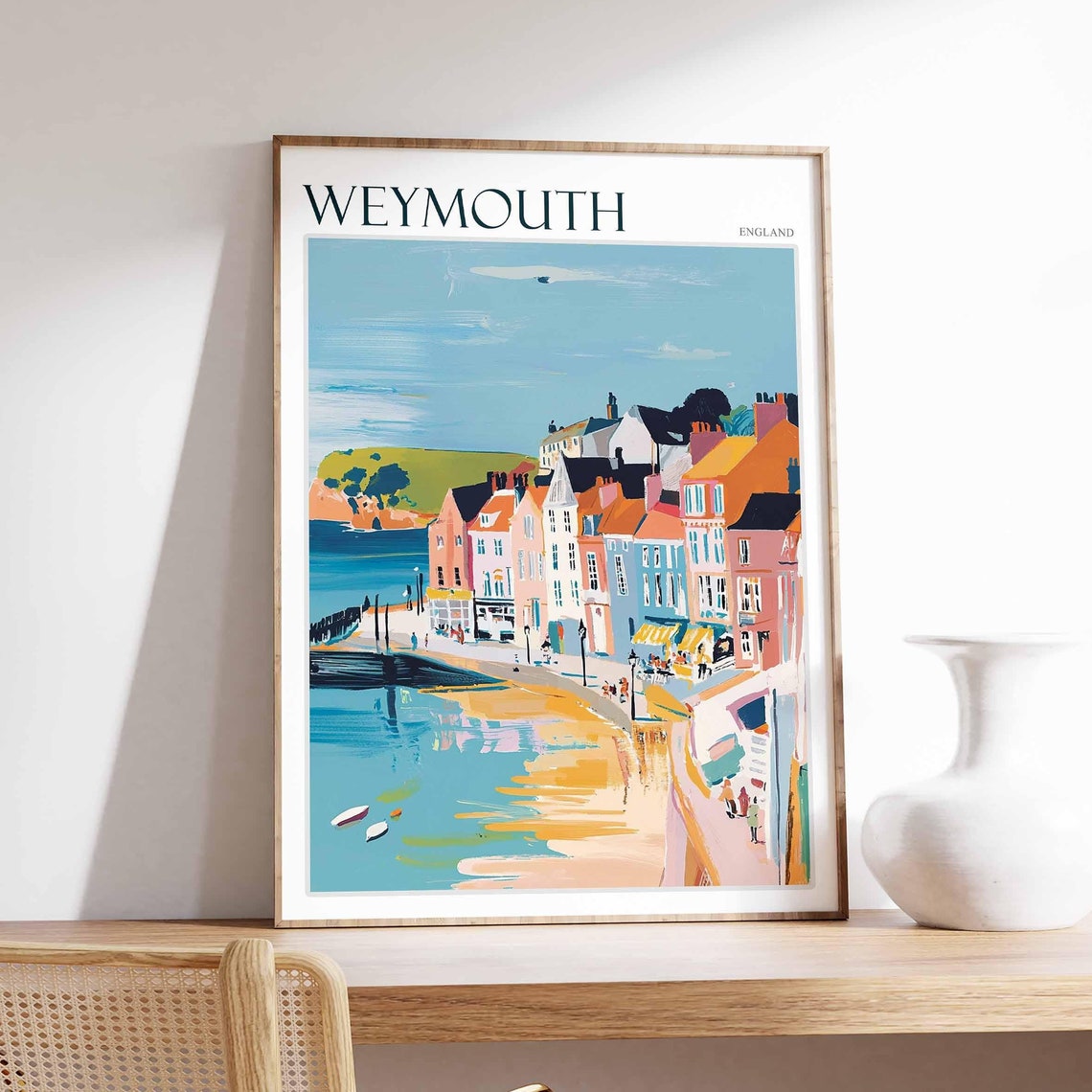Weymouth England Harbour Town Calm Waterfront Reflections Poster