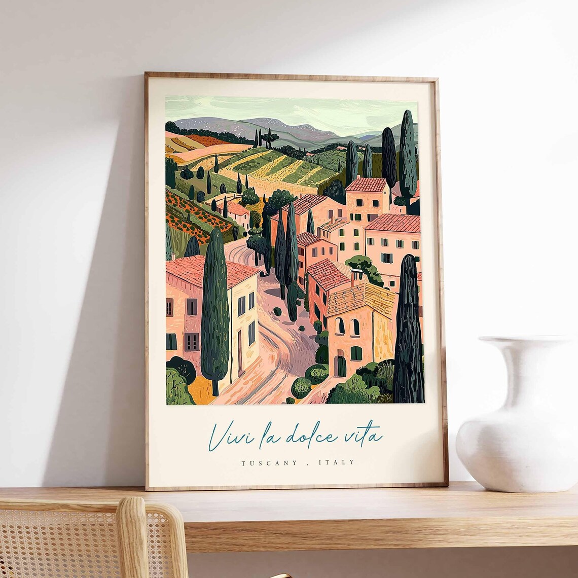 Tuscany Pastel Village Street Vivi La Dolce Vita Italy Poster