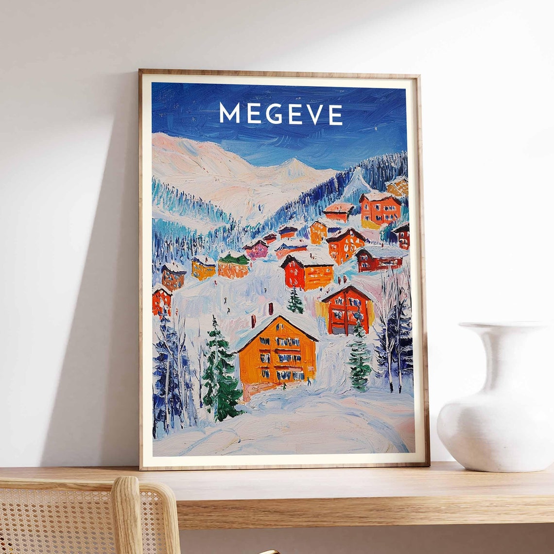 Skiing Travel Poster Megve Ski Print France Travel Print Skiing Art Skiing Print Winter Sport Art Ski Gift