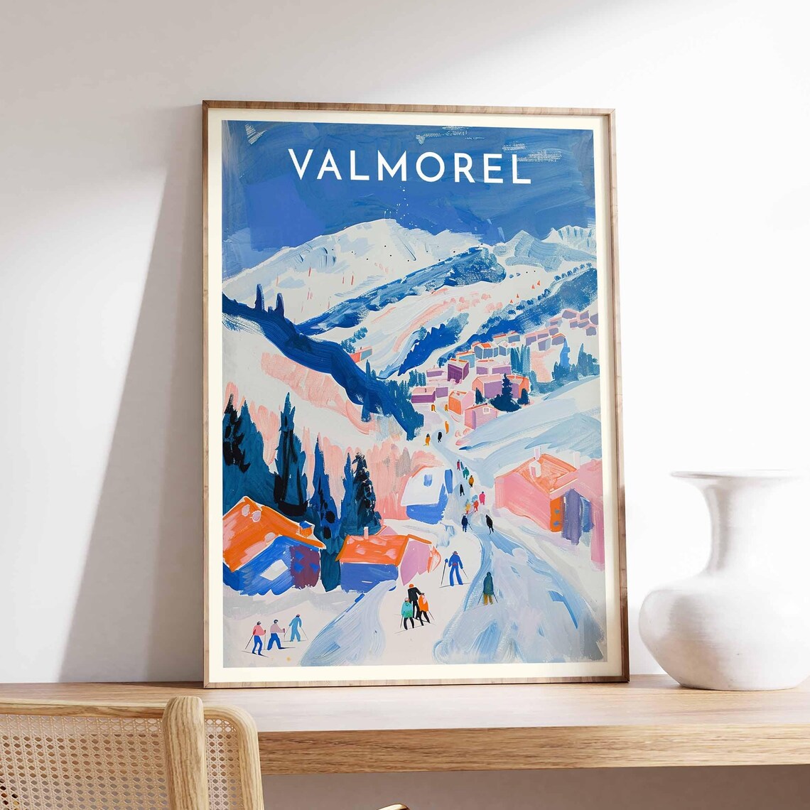 Skiing Travel Poster Valmorel Ski Print France Travel Print Skiing Art Skiing Print Winter Sport Art Ski Gift