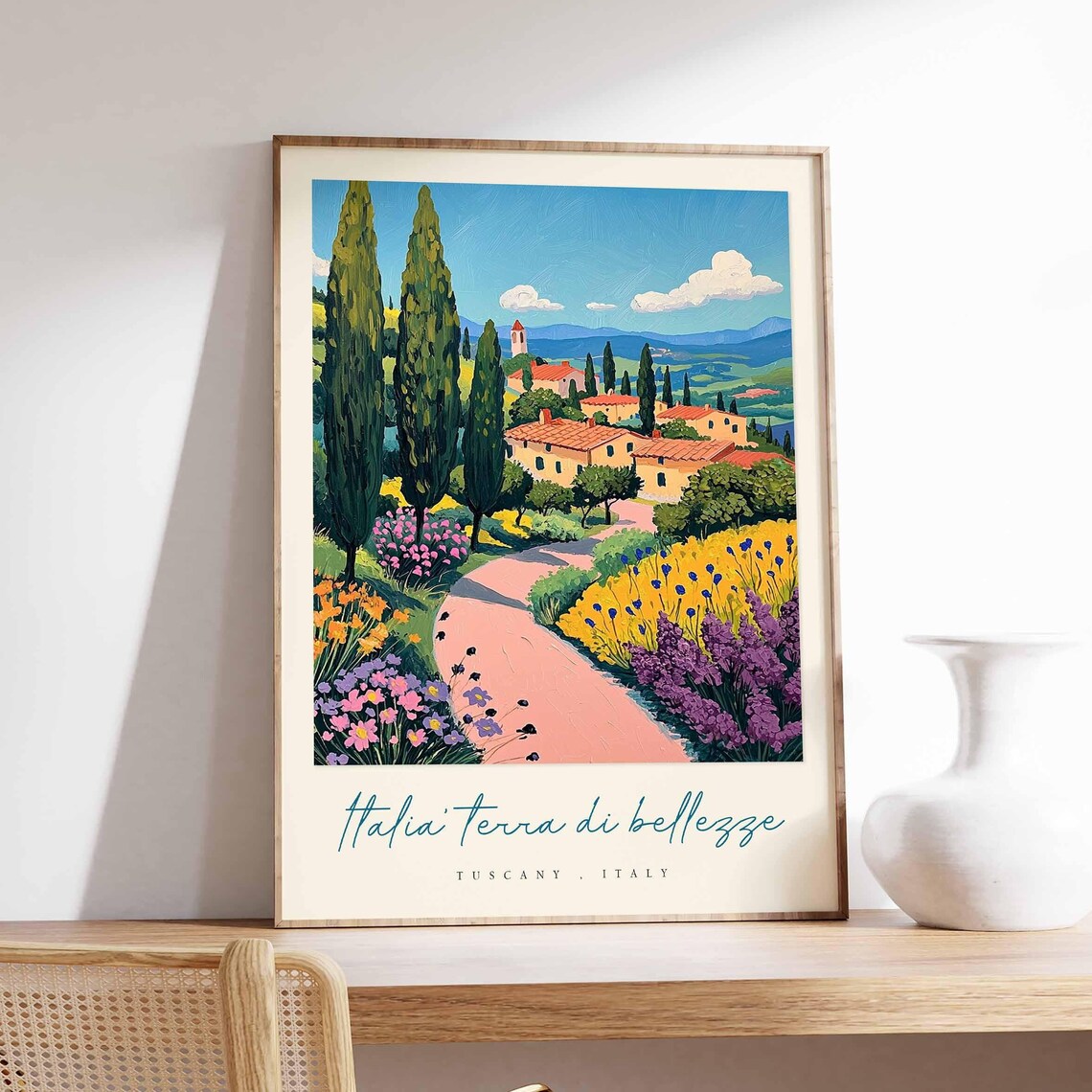 Tuscany Flower Path Italia Terra Di Bellezze Village Church Poster