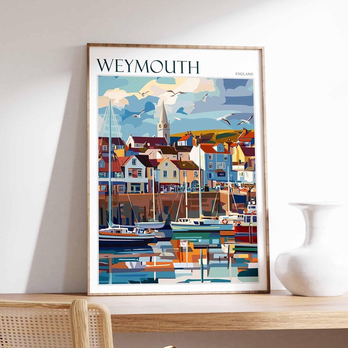 Weymouth Poster Dorset Poster Uk Travel Poster Coastal Wall Art Uk Home Decor Weymouth Travel Print Weymouth Wall Decor Dorset Print