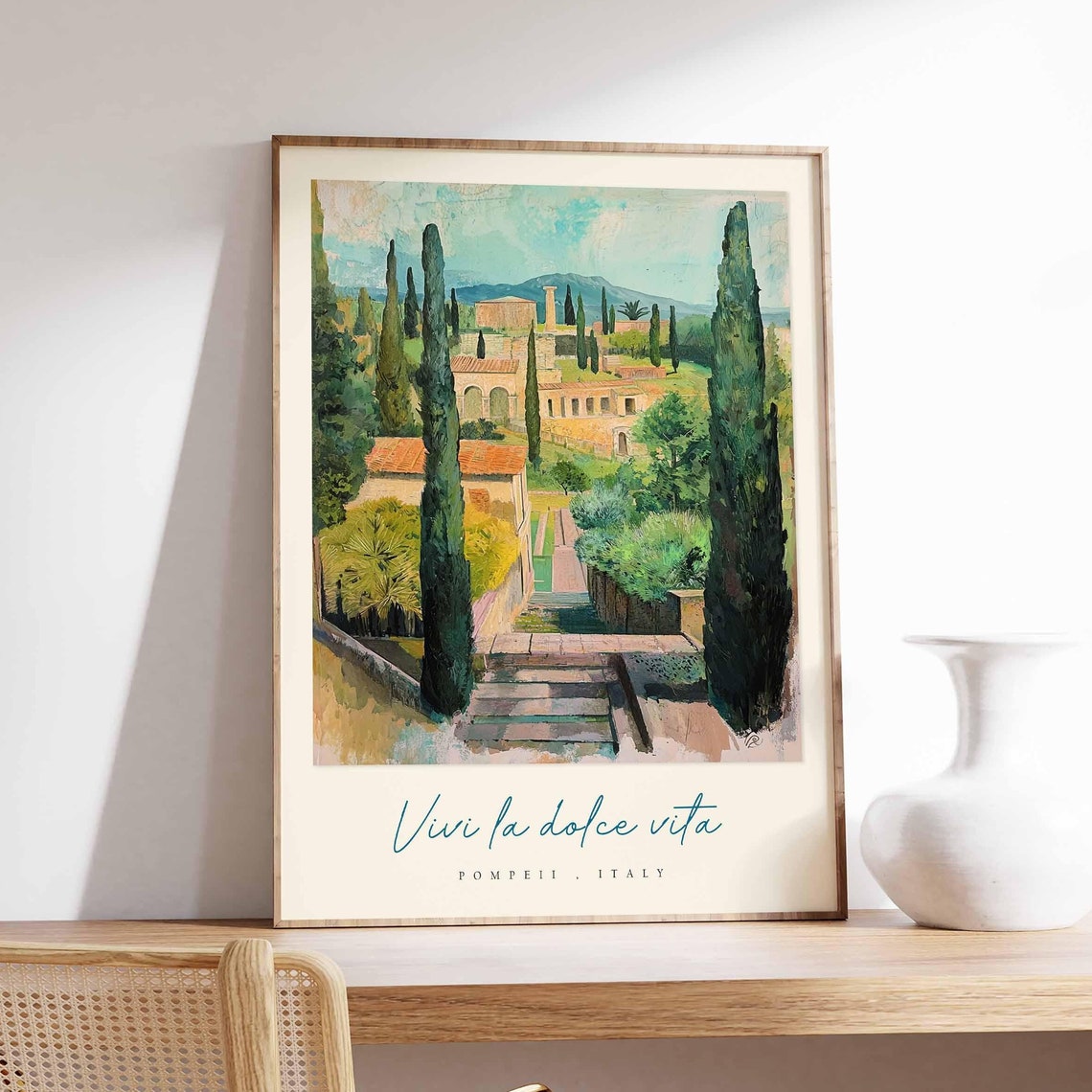 Pompeii Italy Cypress Steps To Ancient Villa Dolce Vita Poster