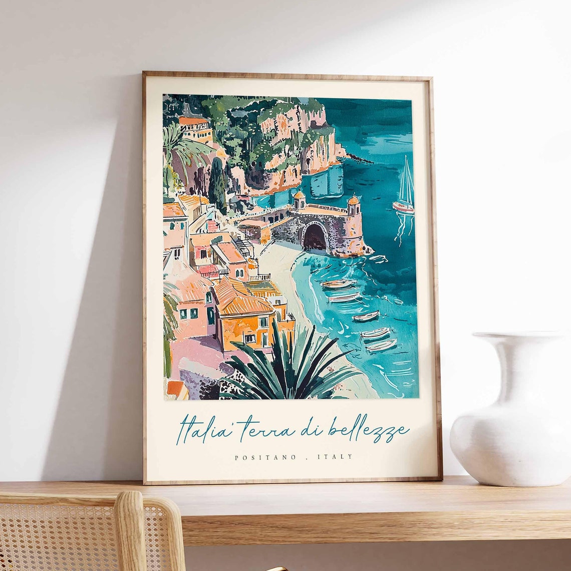 Positano Poster Italian Travel Print Positano Travel Art Positano Wall Art Italy Art Italy Travel Decor Italian Travel Gift