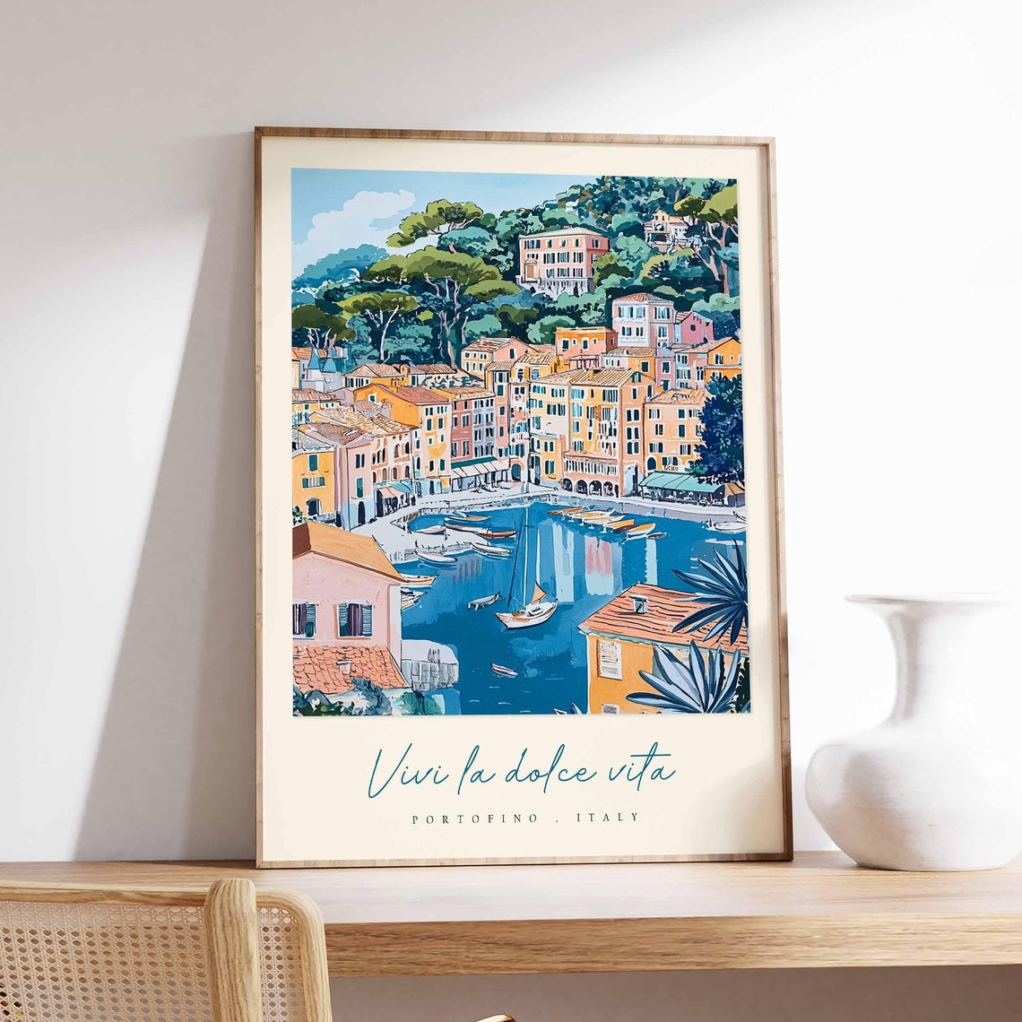 Portofino Poster Italian Travel Print Portofino Travel Art Portofino Wall Art Italy Art Italy Travel Decor Italian Travel Gift