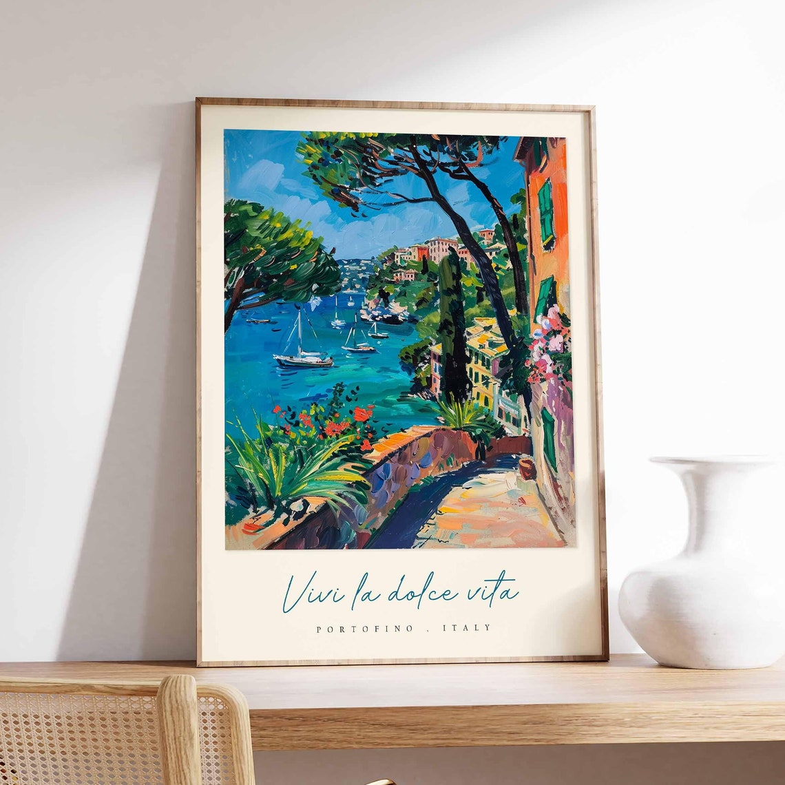 Portofino Italy Cypress Terrace Path Vivi La Dolce Vita Poster