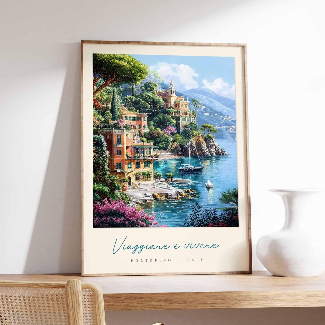 Portofino Poster Italian Travel Print Portofino Travel Art Portofino Wall Art Italy Art Italy Travel Decor Italian Travel Gift