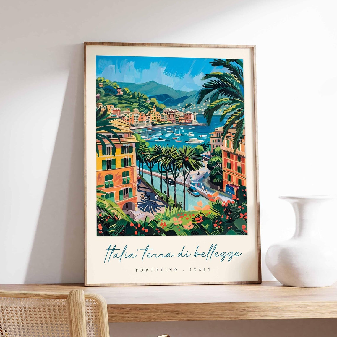 Portofino Poster Italian Travel Print Portofino Travel Art Portofino Wall Art Italy Art Italy Travel Decor Italian Travel Gift