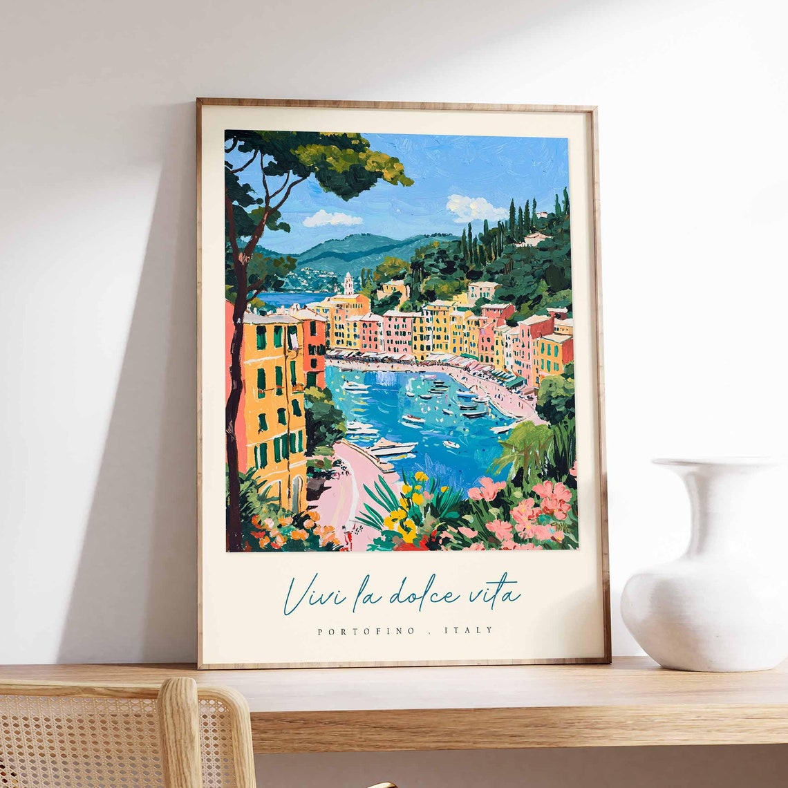 Portofino Poster Italian Travel Print Portofino Travel Art Portofino Wall Art Italy Art Italy Travel Decor Italian Travel Gift