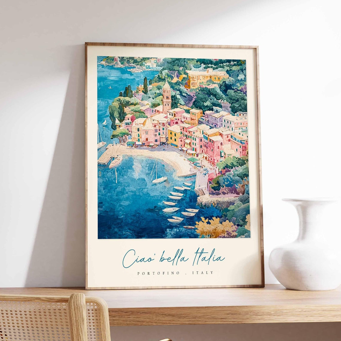 Portofino Poster Italian Travel Print Portofino Travel Art Portofino Wall Art Italy Art Italy Travel Decor Italian Travel Gift
