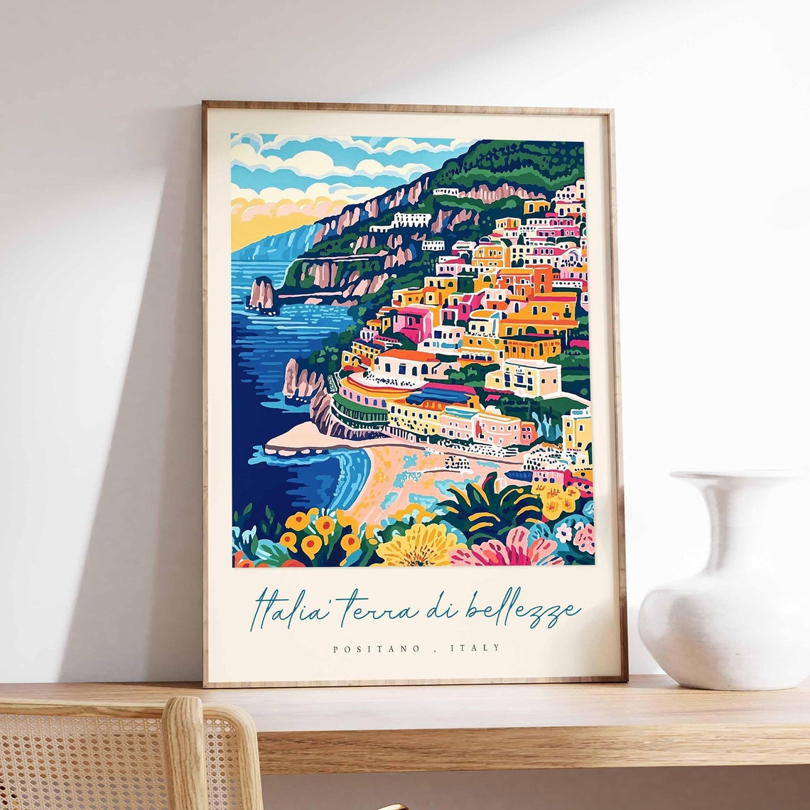Positano Poster Italian Travel Print Positano Travel Art Positano Wall Art Italy Art Italy Travel Decor Italian Travel Gift