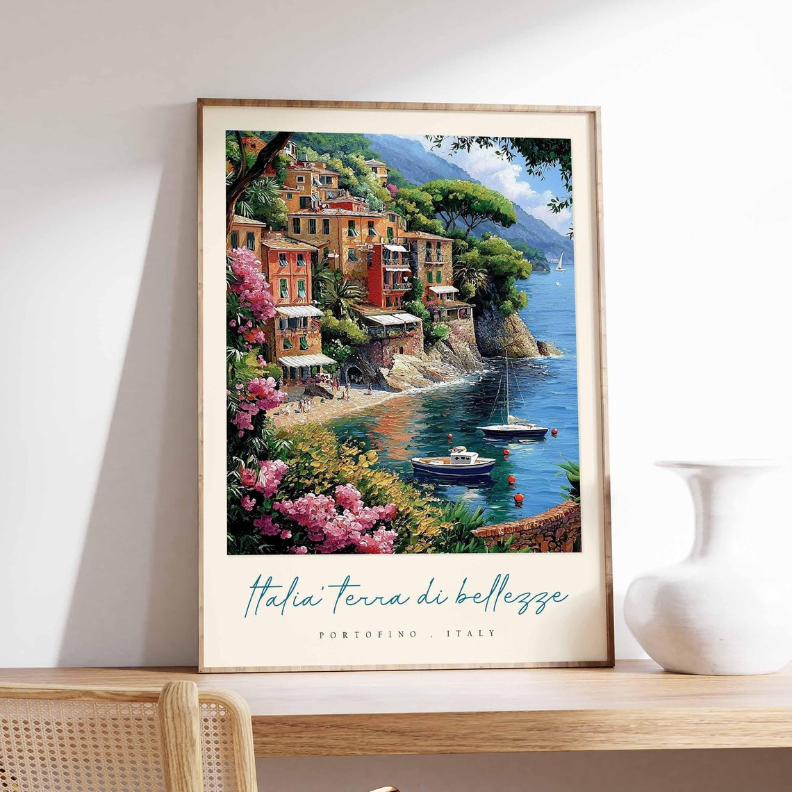 Portofino Poster Italian Travel Print Portofino Travel Art Portofino Wall Art Italy Art Italy Travel Decor Italian Travel Gift