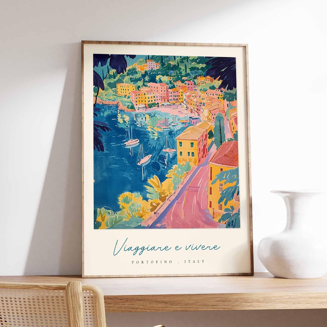 Portofino Poster Italian Travel Print Portofino Travel Art Portofino Wall Art Italy Art Italy Travel Decor Italian Travel Gift