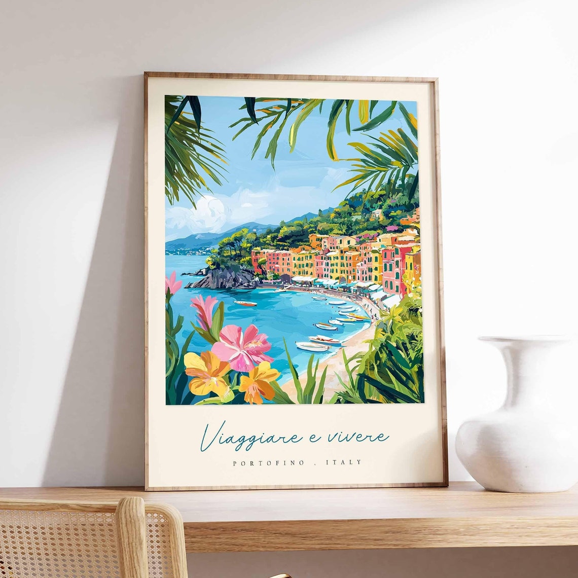 Portofino Poster Italian Travel Print Portofino Travel Art Portofino Wall Art Italy Art Italy Travel Decor Italian Travel Gift