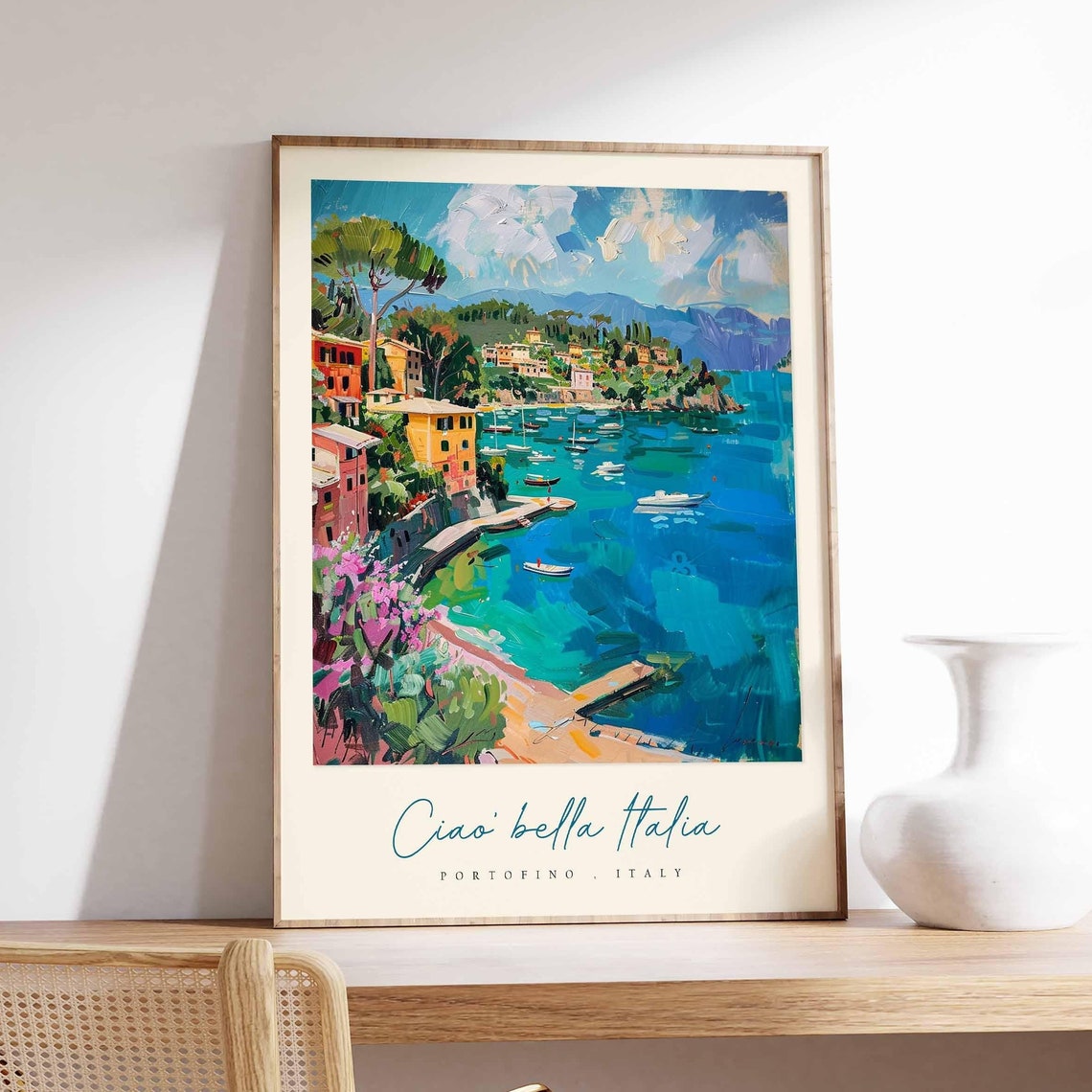 Portofino Poster Italian Travel Print Portofino Travel Art Portofino Wall Art Italy Art Italy Travel Decor Italian Travel Gift