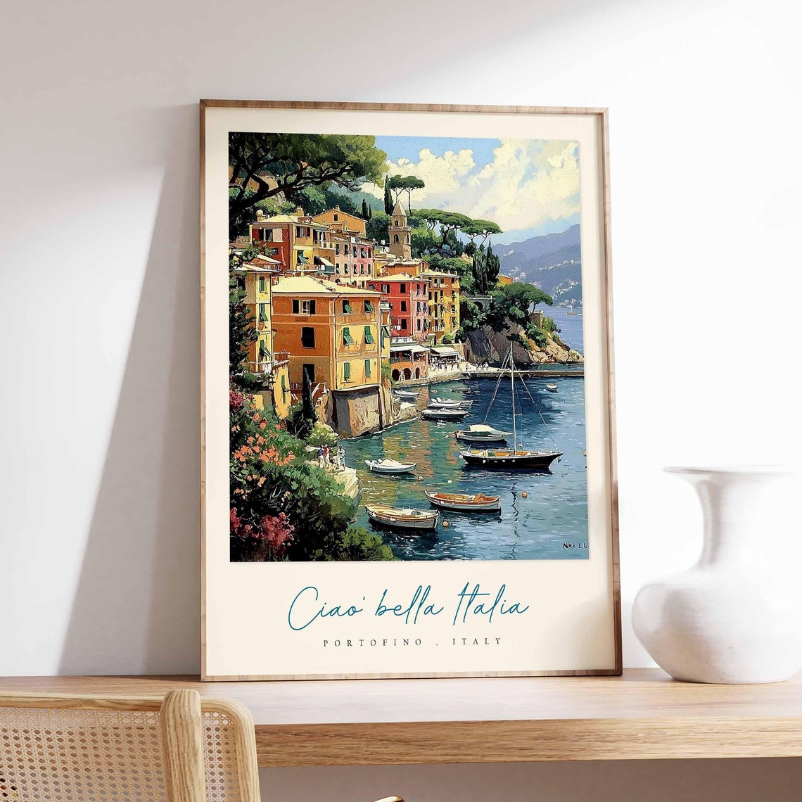 Portofino Poster Italian Travel Print Portofino Travel Art Portofino Wall Art Italy Art Italy Travel Decor Italian Travel Gift