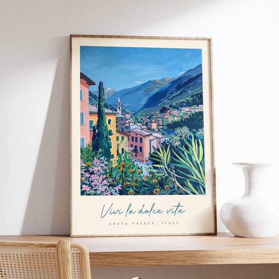 Aosta Valley Poster Aosta Valley Travel Print Aosta Valley Travel Art Aosta Valley Wall Art Italy Art Italy Travel Decor Travel Gift