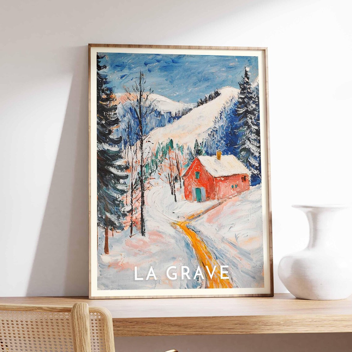 Skiing Travel Poster La Grave Ski Print France Travel Print Skiing Art Skiing Print Winter Sport Art Ski Gift